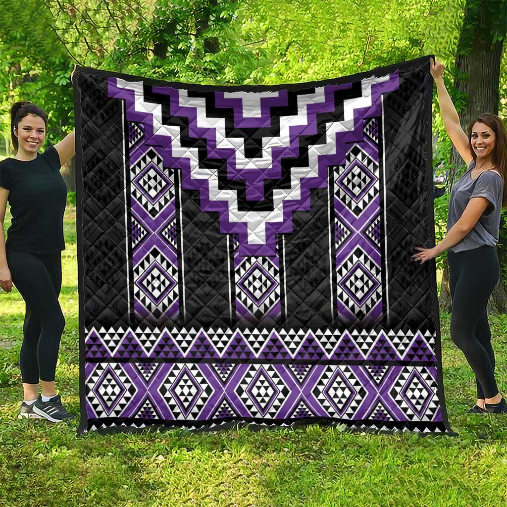 Purple Taniko Pattern Aotearoa Quilt Niho Taniwha Mix Poutama LT14 - Polynesian Pride