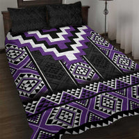 Purple Taniko Pattern Aotearoa Quilt Bed Set Niho Taniwha Mix Poutama LT14 Purple - Polynesian Pride