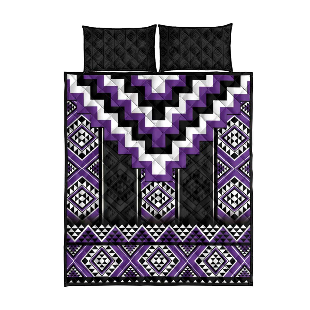 Purple Taniko Pattern Aotearoa Quilt Bed Set Niho Taniwha Mix Poutama LT14 - Polynesian Pride