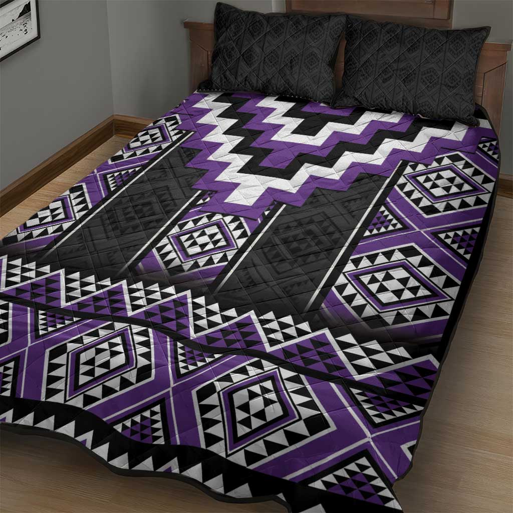 Purple Taniko Pattern Aotearoa Quilt Bed Set Niho Taniwha Mix Poutama LT14 - Polynesian Pride