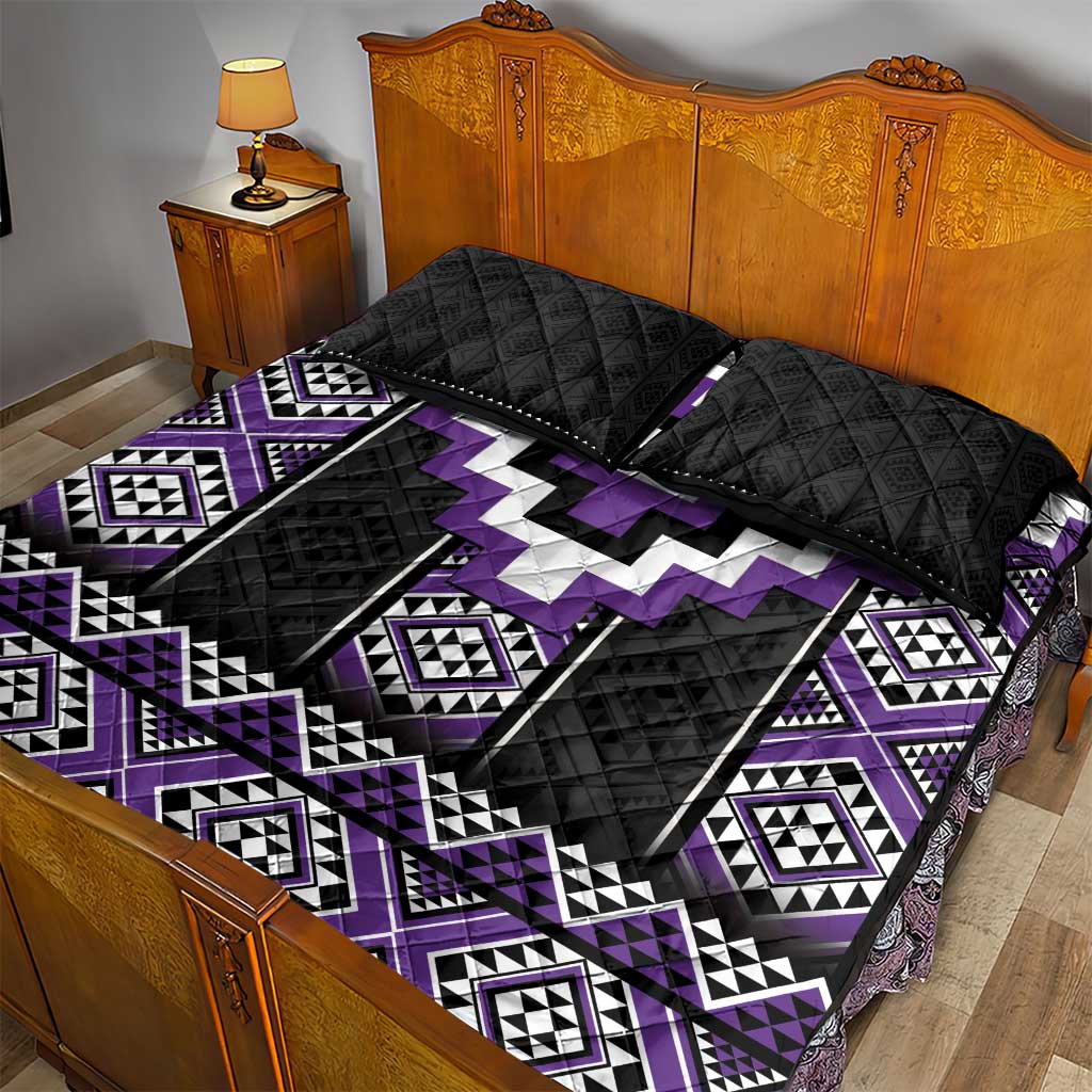 Purple Taniko Pattern Aotearoa Quilt Bed Set Niho Taniwha Mix Poutama LT14 - Polynesian Pride