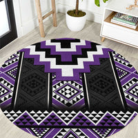 Purple Taniko Pattern Aotearoa Round Carpet Niho Taniwha Mix Poutama LT14 Purple - Polynesian Pride