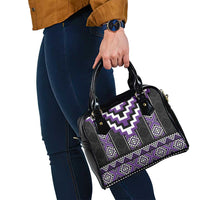 Purple Taniko Pattern Aotearoa Shoulder Handbag Niho Taniwha Mix Poutama LT14 - Polynesian Pride