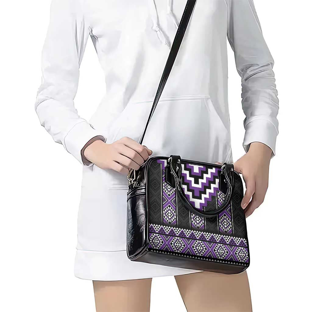 Purple Taniko Pattern Aotearoa Shoulder Handbag Niho Taniwha Mix Poutama LT14 - Polynesian Pride