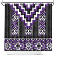 Purple Taniko Pattern Aotearoa Shower Curtain Niho Taniwha Mix Poutama LT14 Purple - Polynesian Pride