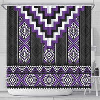 Purple Taniko Pattern Aotearoa Shower Curtain Niho Taniwha Mix Poutama LT14 - Polynesian Pride