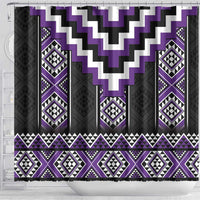 Purple Taniko Pattern Aotearoa Shower Curtain Niho Taniwha Mix Poutama LT14 - Polynesian Pride