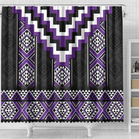 Purple Taniko Pattern Aotearoa Shower Curtain Niho Taniwha Mix Poutama LT14 - Polynesian Pride