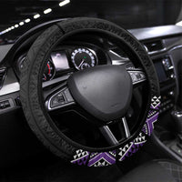 Purple Taniko Pattern Aotearoa Steering Wheel Cover Niho Taniwha Mix Poutama LT14 Universal Fit Purple - Polynesian Pride