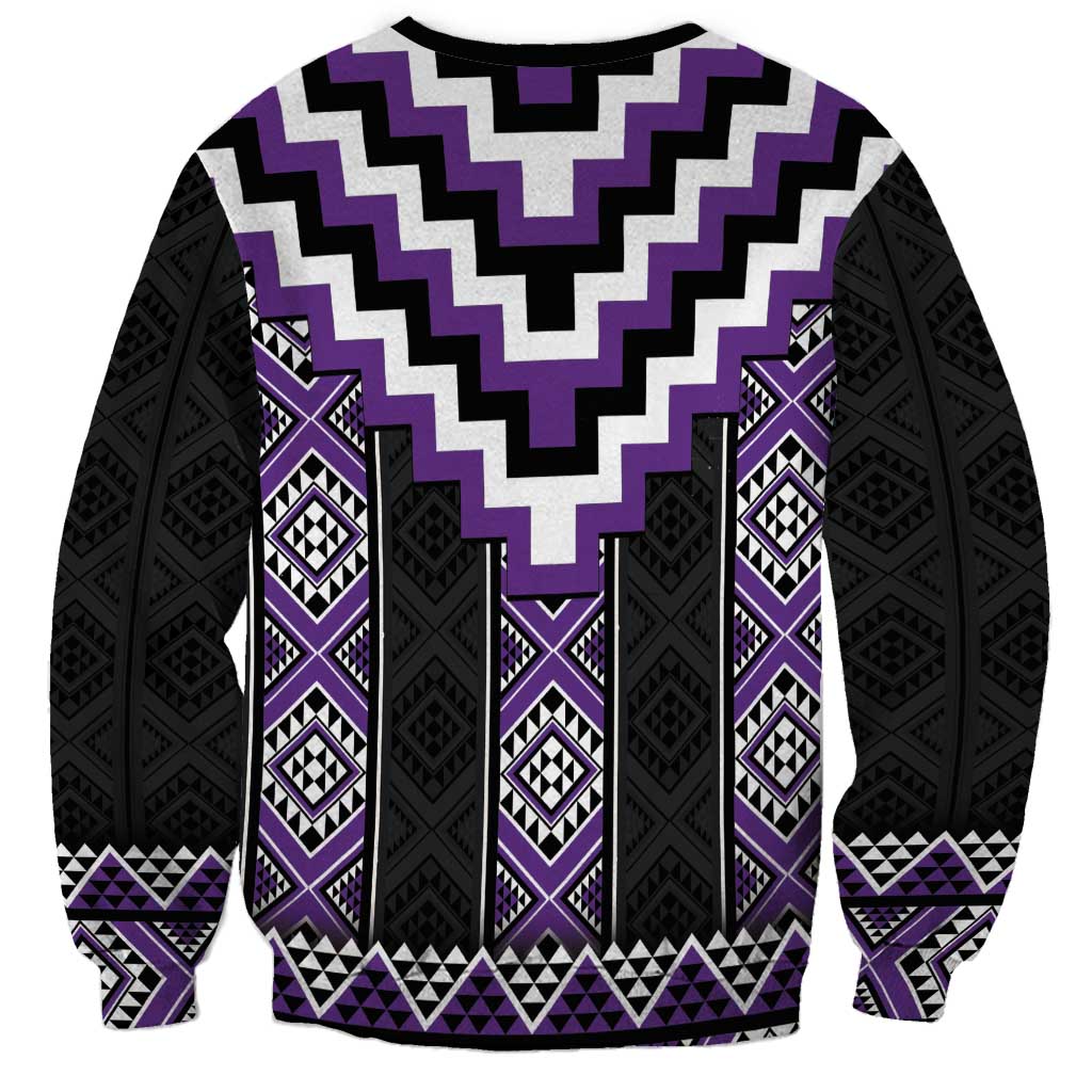 Purple Taniko Pattern Aotearoa Sweatshirt Niho Taniwha Mix Poutama LT14 - Polynesian Pride