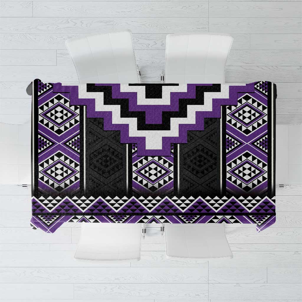 Purple Taniko Pattern Aotearoa Tablecloth Niho Taniwha Mix Poutama