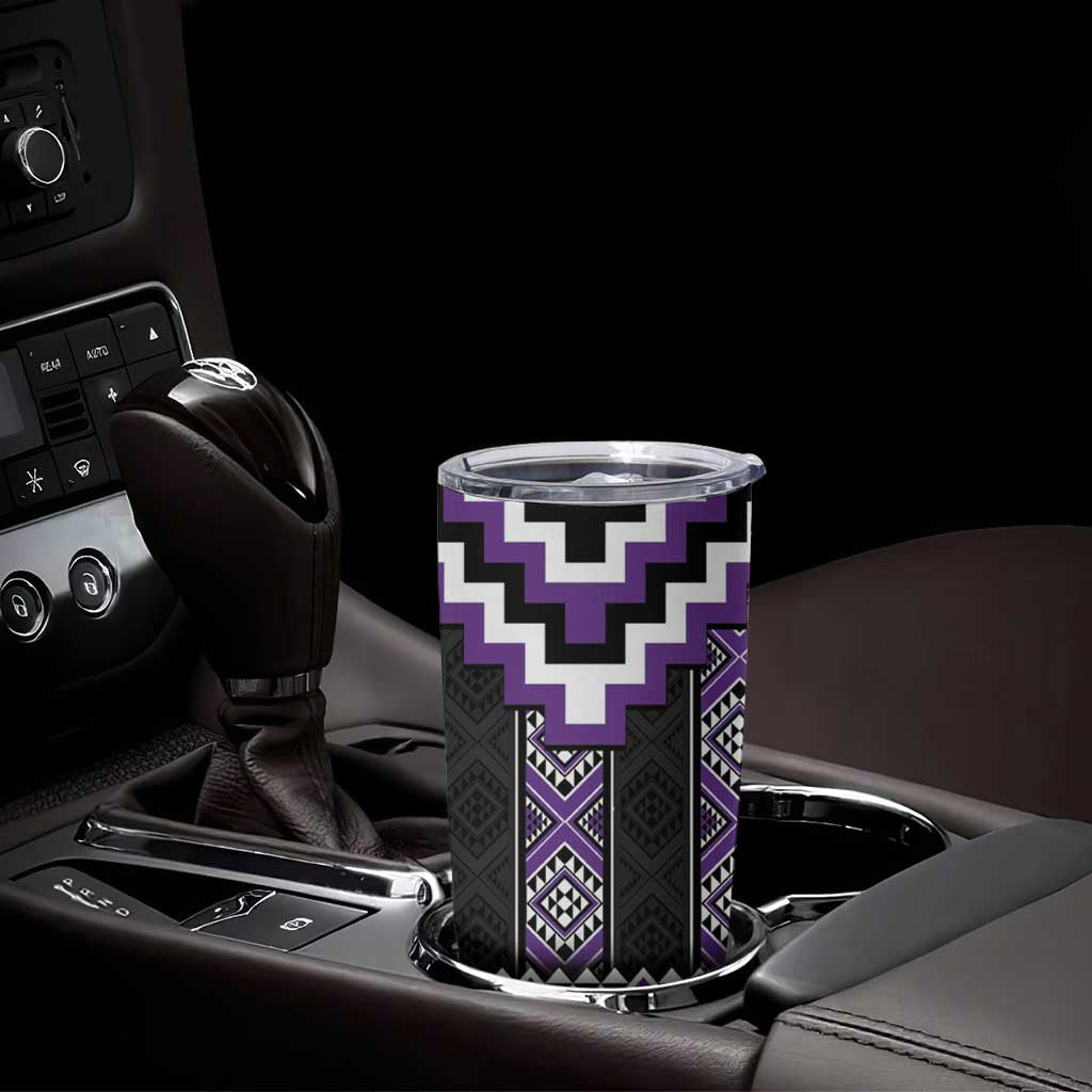 Purple Taniko Pattern Aotearoa Tumbler Cup Niho Taniwha Mix Poutama LT14 - Polynesian Pride