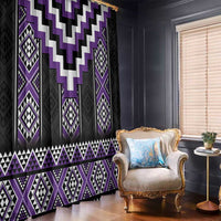 Purple Taniko Pattern Aotearoa Window Curtain Niho Taniwha Mix Poutama LT14 - Polynesian Pride