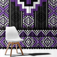 Purple Taniko Pattern Aotearoa Window Curtain Niho Taniwha Mix Poutama LT14 - Polynesian Pride