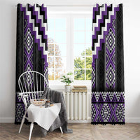Purple Taniko Pattern Aotearoa Window Curtain Niho Taniwha Mix Poutama LT14 - Polynesian Pride