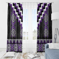 Purple Taniko Pattern Aotearoa Window Curtain Niho Taniwha Mix Poutama LT14 - Polynesian Pride