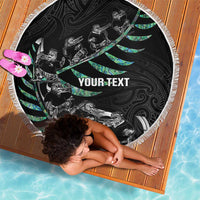 Custom New Zealand Silver Fern Rugby Beach Blanket Aotearoa Kiwi Maori Pattern LT14 - Polynesian Pride