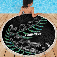 Custom New Zealand Silver Fern Rugby Beach Blanket Aotearoa Kiwi Maori Pattern LT14 - Polynesian Pride