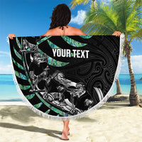 Custom New Zealand Silver Fern Rugby Beach Blanket Aotearoa Kiwi Maori Pattern LT14 - Polynesian Pride
