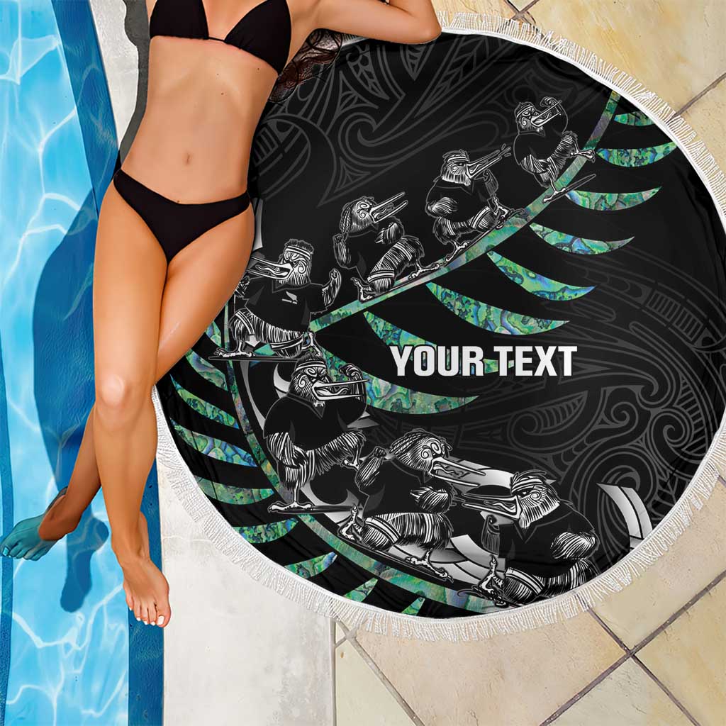Custom New Zealand Silver Fern Rugby Beach Blanket Aotearoa Kiwi Maori Pattern LT14 - Polynesian Pride