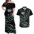 Custom New Zealand Silver Fern Rugby Couples Matching Off Shoulder Maxi Dress and Hawaiian Shirt Aotearoa Kiwi Maori Pattern