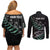 Custom New Zealand Silver Fern Rugby Couples Matching Off Shoulder Short Dress and Long Sleeve Button Shirt Aotearoa Kiwi Maori Pattern