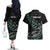 Custom New Zealand Silver Fern Rugby Couples Matching Off The Shoulder Long Sleeve Dress and Hawaiian Shirt Aotearoa Kiwi Maori Pattern