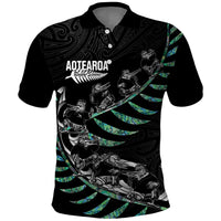 Custom New Zealand Silver Fern Rugby Polo Shirt Aotearoa Kiwi Maori Pattern LT14 Black - Polynesian Pride