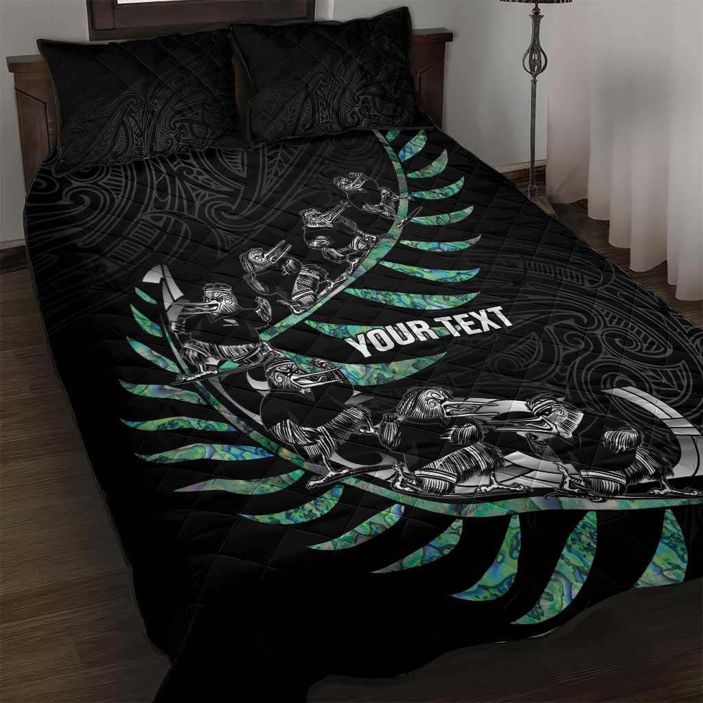 Custom New Zealand Silver Fern Rugby Quilt Bed Set Aotearoa Kiwi Maori Pattern LT14 Black - Polynesian Pride