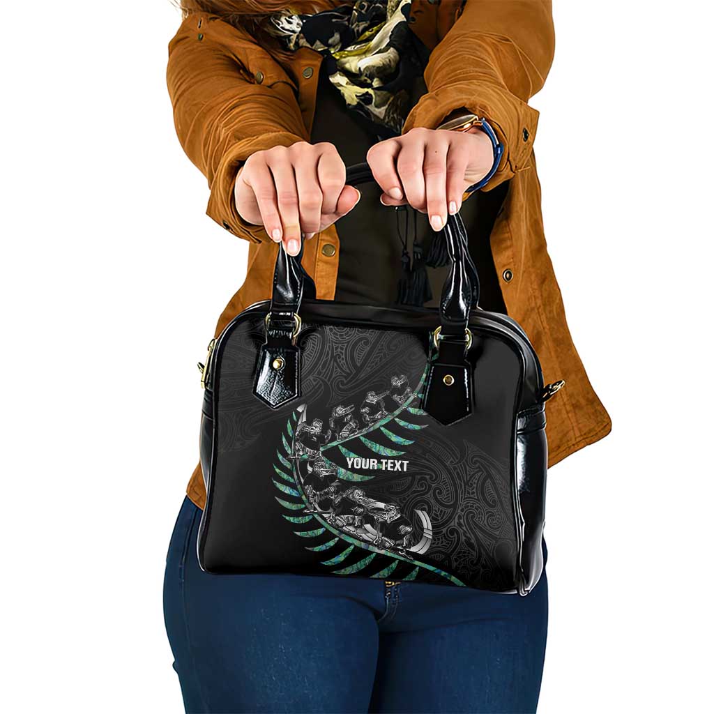 Custom New Zealand Silver Fern Rugby Shoulder Handbag Aotearoa Kiwi Maori Pattern LT14 One Size Black - Polynesian Pride