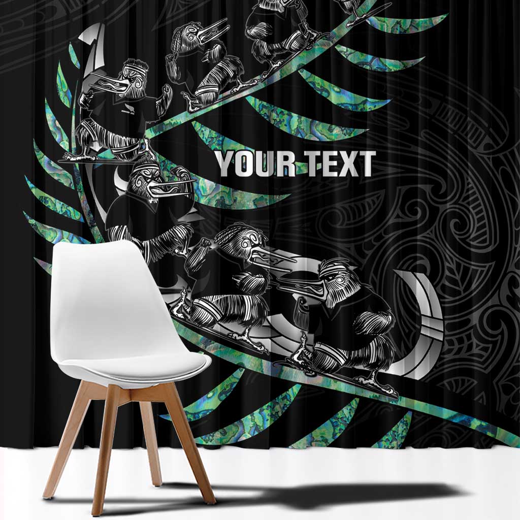 Custom New Zealand Silver Fern Rugby Window Curtain Aotearoa Kiwi Maori Pattern LT14 - Polynesian Pride