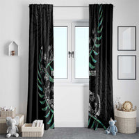 Custom New Zealand Silver Fern Rugby Window Curtain Aotearoa Kiwi Maori Pattern LT14 - Polynesian Pride