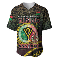 Personalised Vanuatu Baseball Jersey Yumi 46th Hapi Independens Dei - Black Version LT14 Black - Polynesian Pride