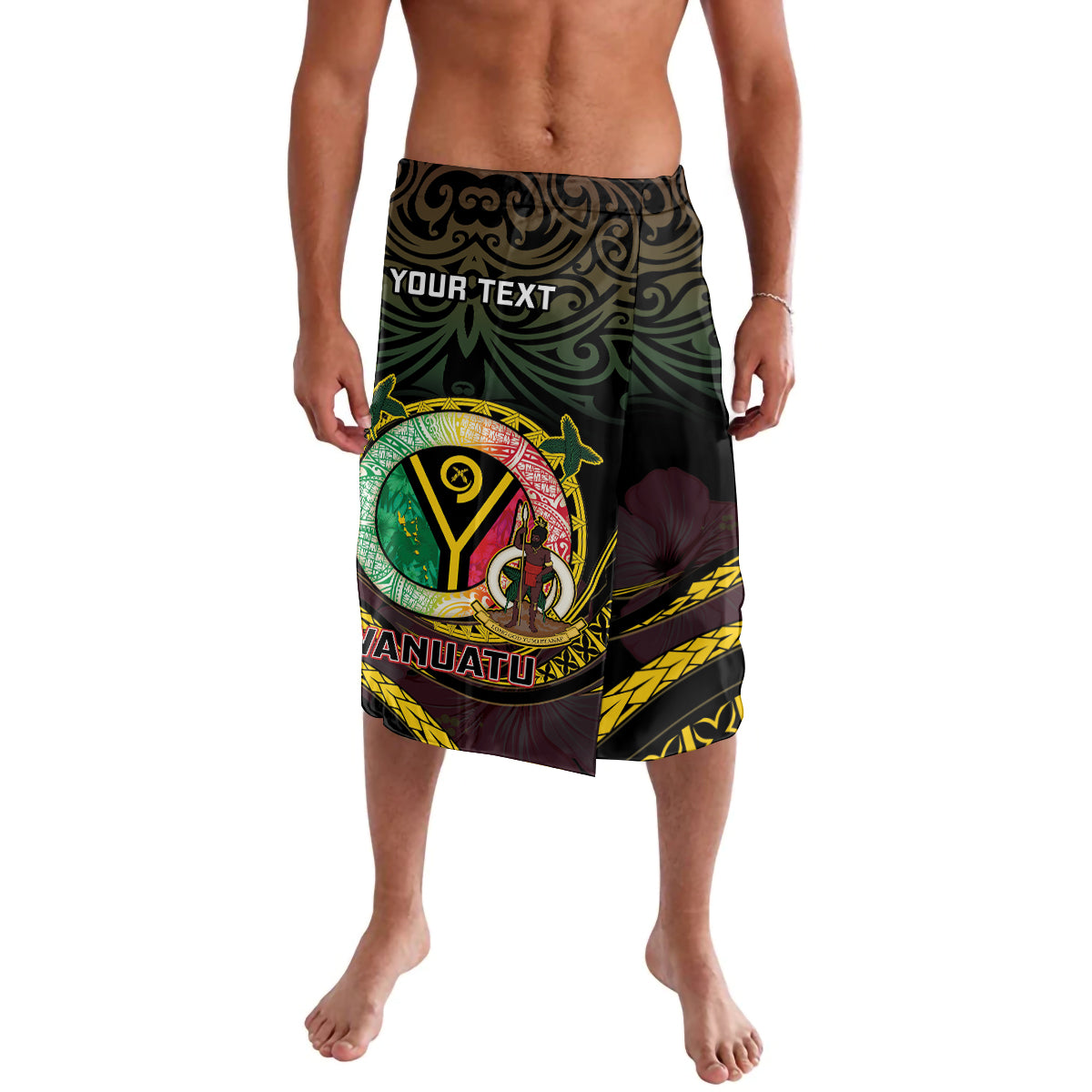 Personalised Vanuatu Lavalava Yumi 44 Hapi Independens Dei - Black Version