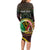 Personalised Vanuatu Long Sleeve Bodycon Dress Yumi 44 Hapi Independens Dei - Black Version