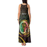 Personalised Vanuatu Tank Maxi Dress Yumi 46th Hapi Independens Dei - Black Version LT14 - Polynesian Pride