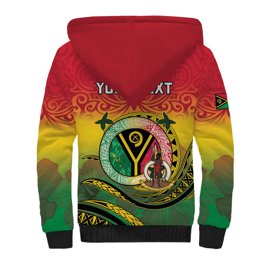 Personalised Vanuatu Sherpa Hoodie Yumi 46th Hapi Independens Dei - Reggae Version LT14 - Polynesian Pride