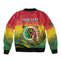 Personalised Vanuatu Sleeve Zip Bomber Jacket Yumi 46th Hapi Independens Dei - Reggae Version LT14 - Polynesian Pride