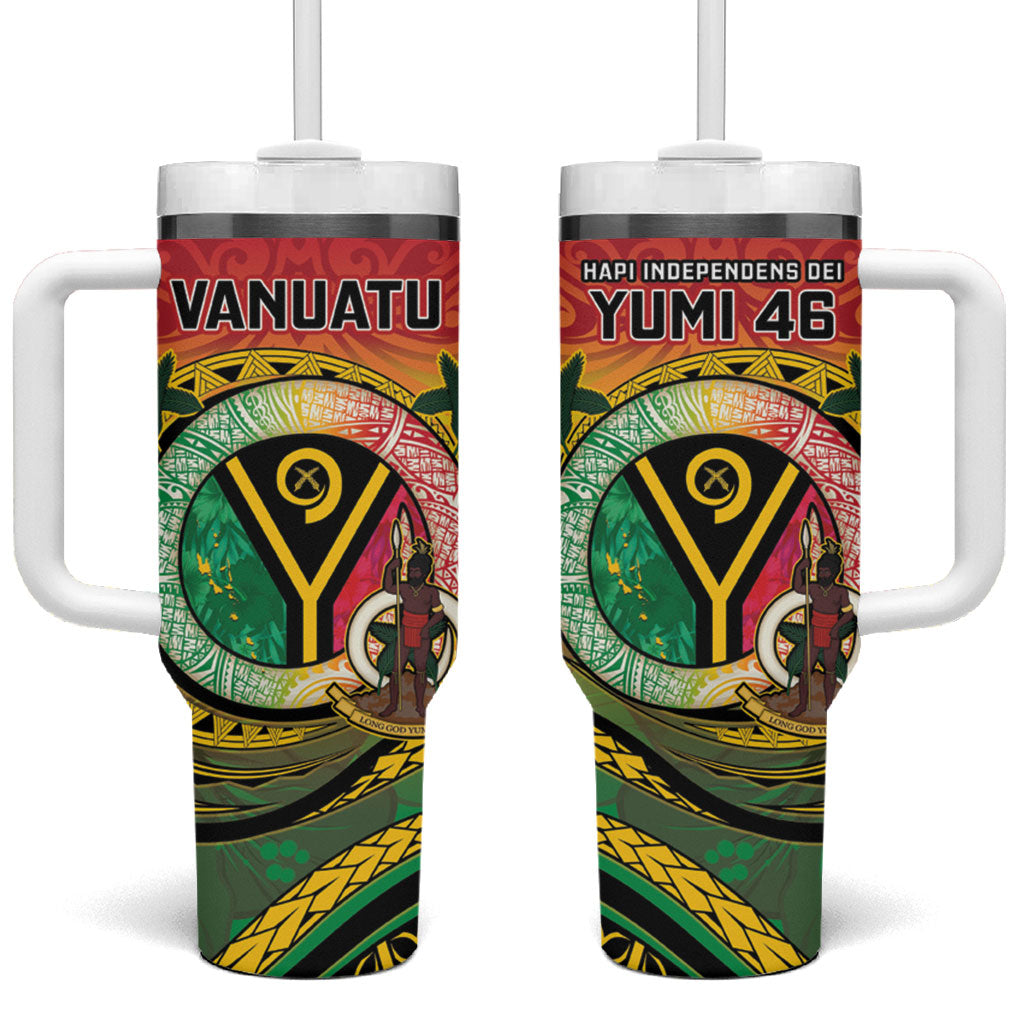 Vanuatu Tumbler With Handle Yumi 46th Hapi Independens Dei - Reggae Version LT14 One Size: 40 oz Reggae - Polynesian Pride