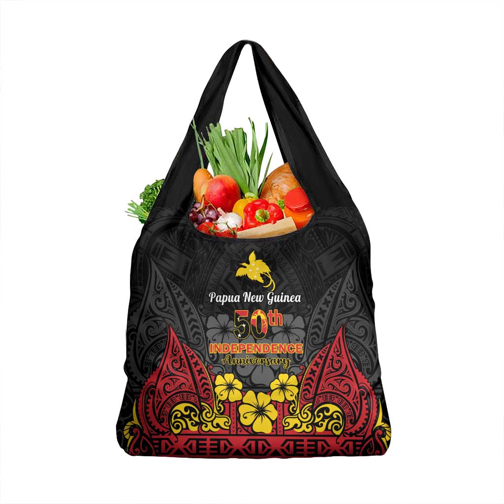 Papua New Guinea Independence Day Grocery Bag PNG Bird of Paradise 50th Anniversary LT14 1-pack One Size Black - Polynesian Pride