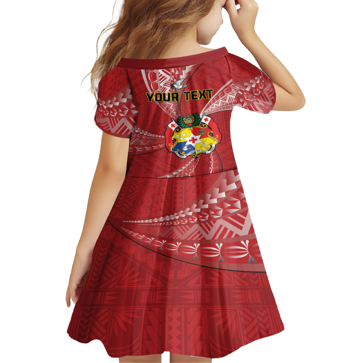 Personalised Tonga Independence Day Kid Short Sleeve Dress Happy 54th Independence Anniversary Ngatu Pattern LT14 - Polynesian Pride