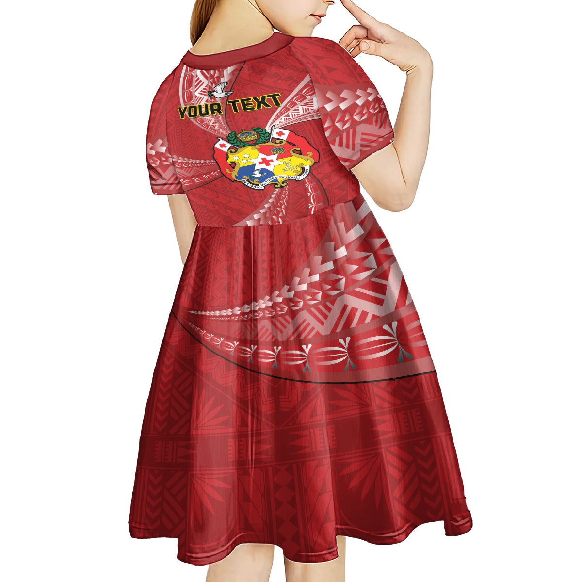 Personalised Tonga Independence Day Kid Short Sleeve Dress Happy 54th Independence Anniversary Ngatu Pattern LT14 - Polynesian Pride