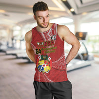 Personalised Tonga Independence Day Men Tank Top Happy 54th Independence Anniversary Ngatu Pattern LT14 Red - Polynesian Pride