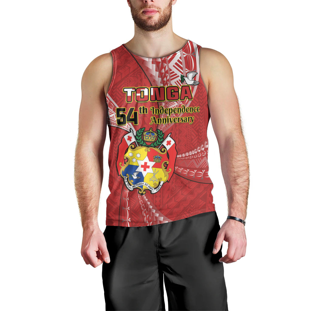 Personalised Tonga Independence Day Men Tank Top Happy 54th Independence Anniversary Ngatu Pattern LT14 - Polynesian Pride