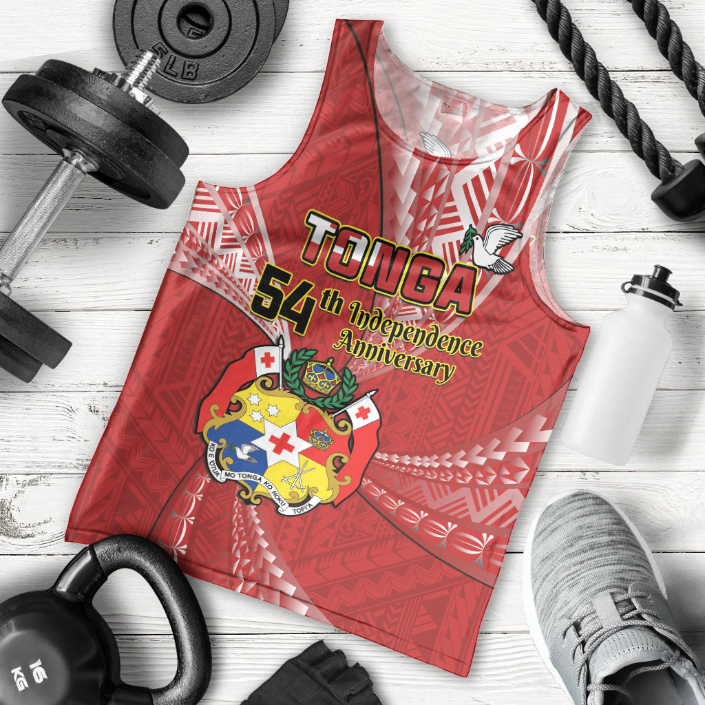 Personalised Tonga Independence Day Men Tank Top Happy 54th Independence Anniversary Ngatu Pattern LT14 - Polynesian Pride