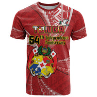 Personalised Tonga Independence Day T Shirt Happy 54th Independence Anniversary Ngatu Pattern LT14 Red - Polynesian Pride