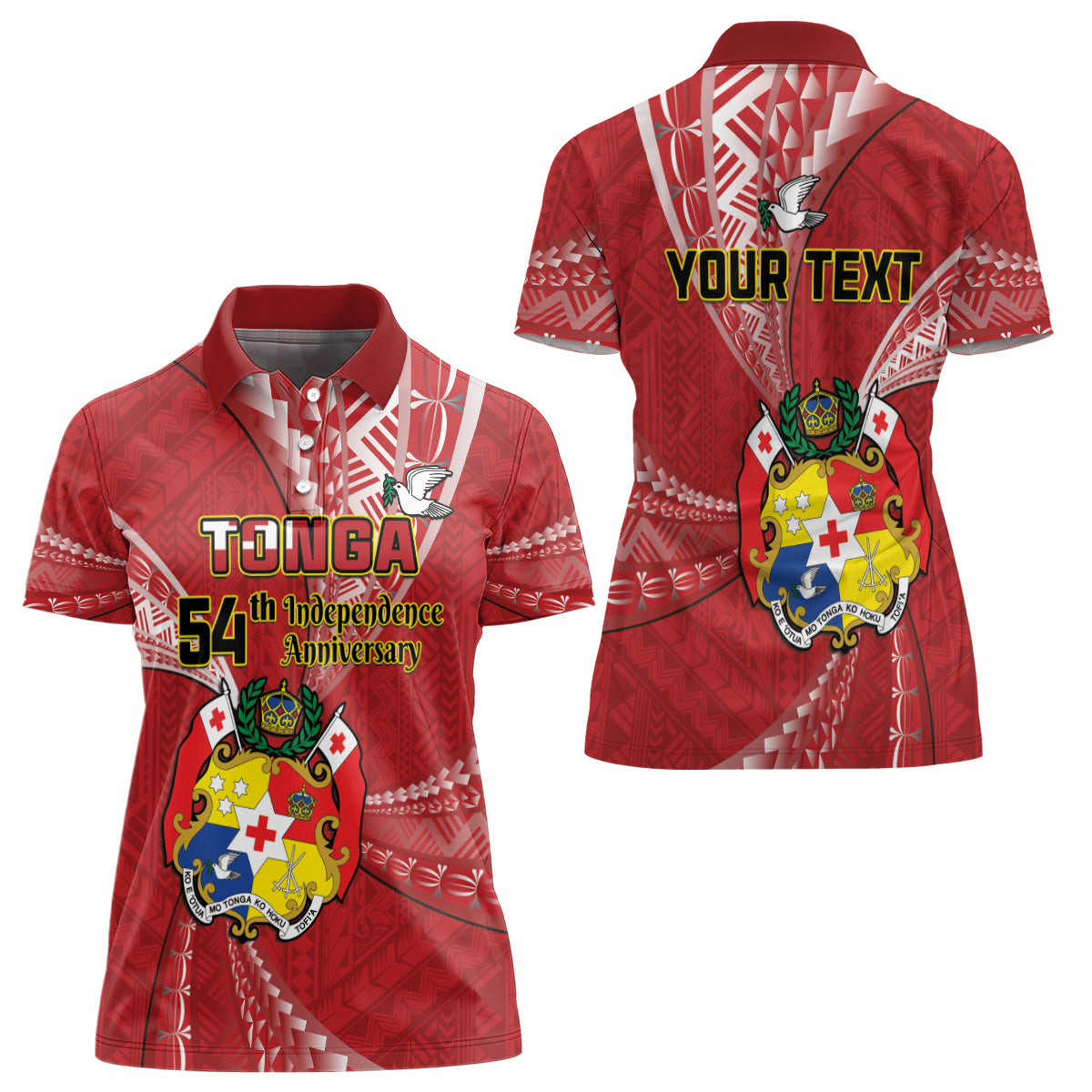 Personalised Tonga Independence Day Women Polo Shirt Happy 54th Independence Anniversary Ngatu Pattern LT14 - Polynesian Pride