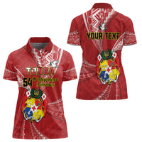Personalised Tonga Independence Day Women Polo Shirt Happy 54th Independence Anniversary Ngatu Pattern LT14 - Polynesian Pride