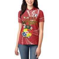 Personalised Tonga Independence Day Women Polo Shirt Happy 54th Independence Anniversary Ngatu Pattern LT14 - Polynesian Pride