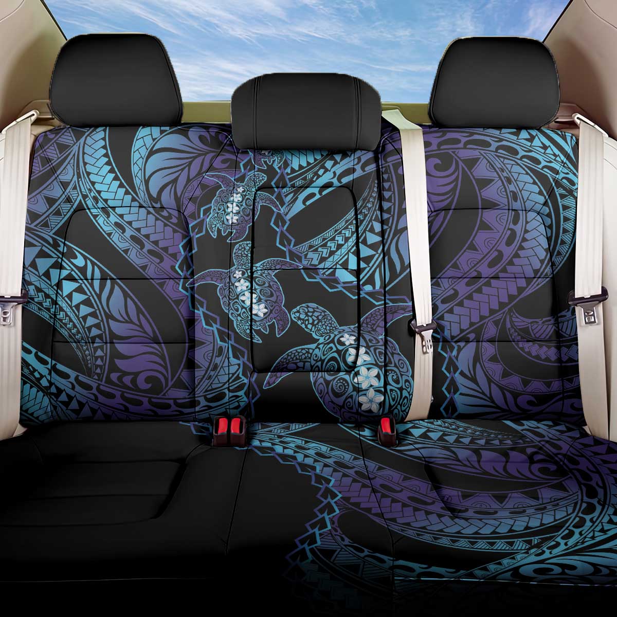 Polynesia Sea Turtle Day Back Car Seat Cover Tribal Honu Plumeria Polynesian Pattern LT14 One Size Purple - Polynesian Pride
